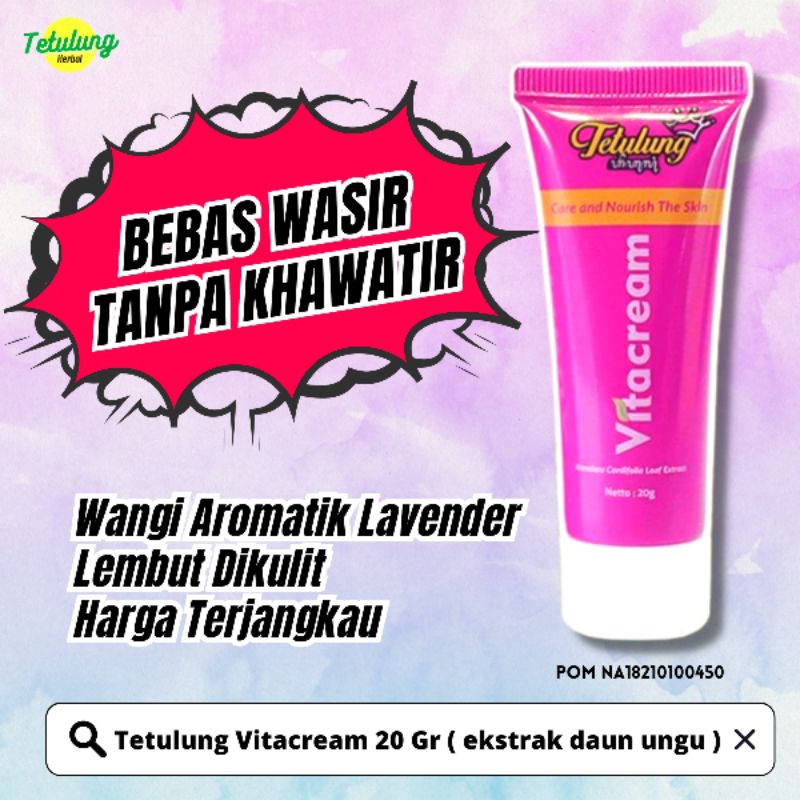 Obat Wasir Ambeien Vita Cream Daun Ungu Salep Oles Untuk Benjolan Wasir BPOM - Vitacream Salep Wasir