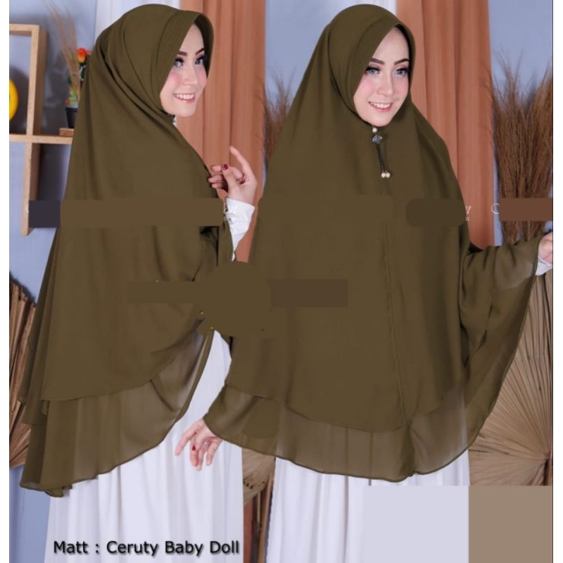 Jilbab Ceruti 2 Layer Jumbo XXL Polos | Khimar Syar'i Ceruti Babydoll | Jilbab Ibu Pengajian
