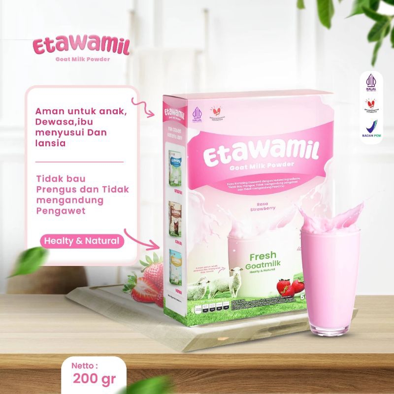 

susu kambing ETAWAMIL susu bubuk rasa strawberry stroberi halal BPOM 200gram