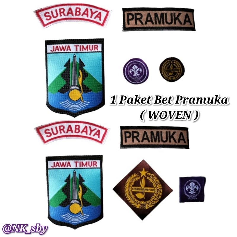 (1Paket isi 4 Bet) BET  / BADGE PROV.JATIM + LOKASI + TUNAS PANDU PRAMUKA ( WOVEN )