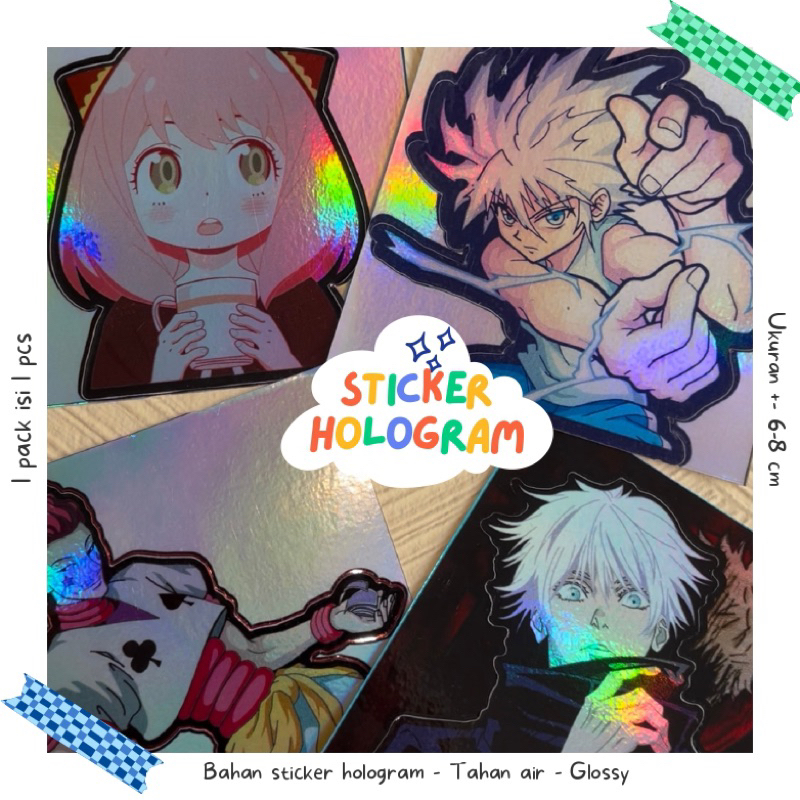 Sticker Hologram/ Stiker Holo/ Stiker Bunglon Anime | Gojou Satoru Jujutsu Kaisen Anya SpyxFamily Ki