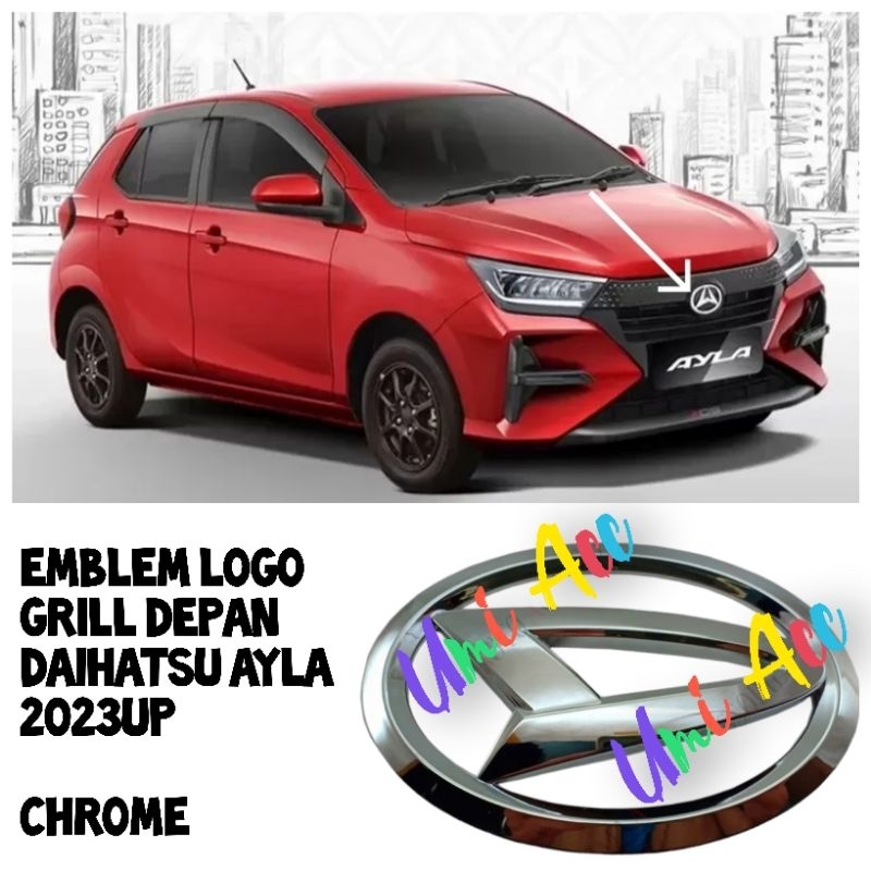 Emblem Logo Grill Depan Daihatsu Ayla 2023 2024 Up Chrome