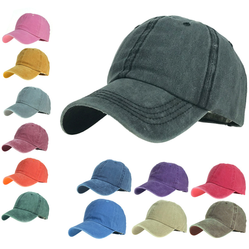 Foratjin- Topi Baseball Polos Bahan Katun jeans Vintage