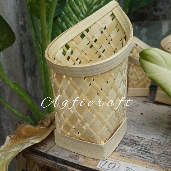 (1pcs Kecil) Tempat Tisu Wadah Bambu Tempat Sendok Anyaman Bambu Kerajinan Bambu