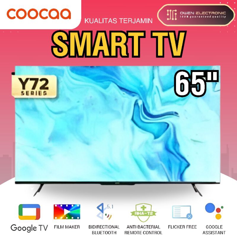 COOCAA 65Y72 TV 65 INCH GOOGLE TV 65Y72 FLICKER FREE