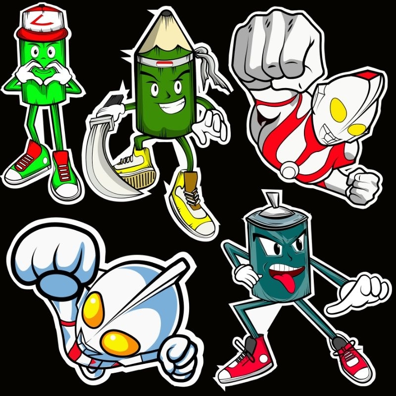 

stiker pack laptop stiker anime style charakter