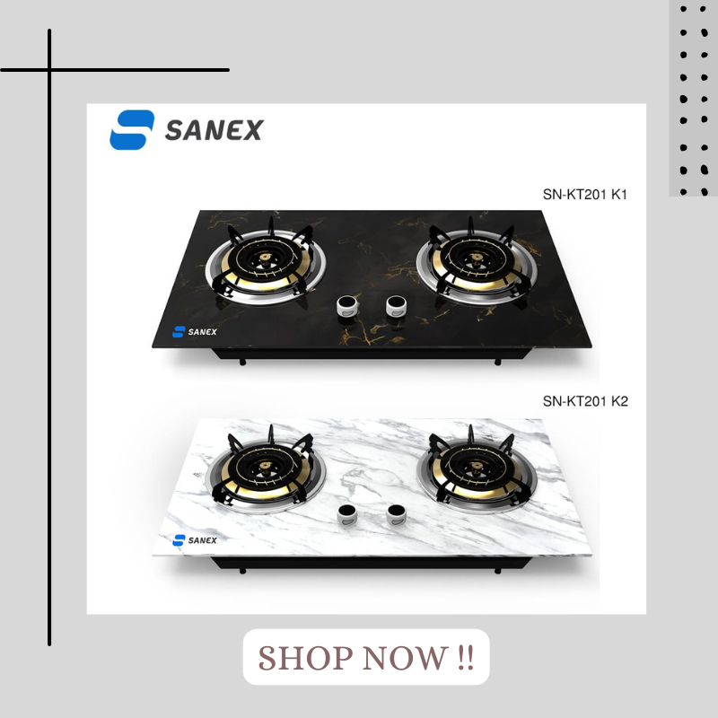 Sanex Kompor Gas Kaca 2 Tungku SN-KT201 Kompor + Regset Kompor Tanam MURAH