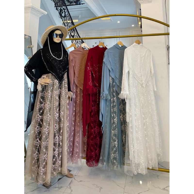 (bisa COD) Gamis Lebaran brokat ceruty babydoll Cantik Terbaru