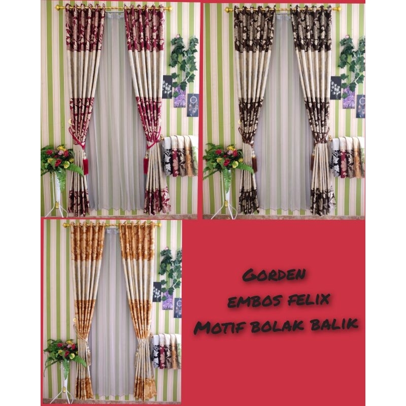 ( free tali dan hok ) gorden embos motif depan belakang  (felix)