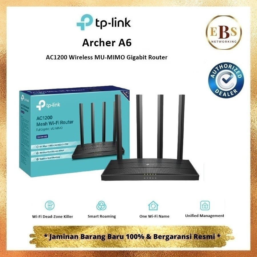 TP-Link Archer A6 AC1200 Wireless MU-MIMO Gigabit Router ArcherA6