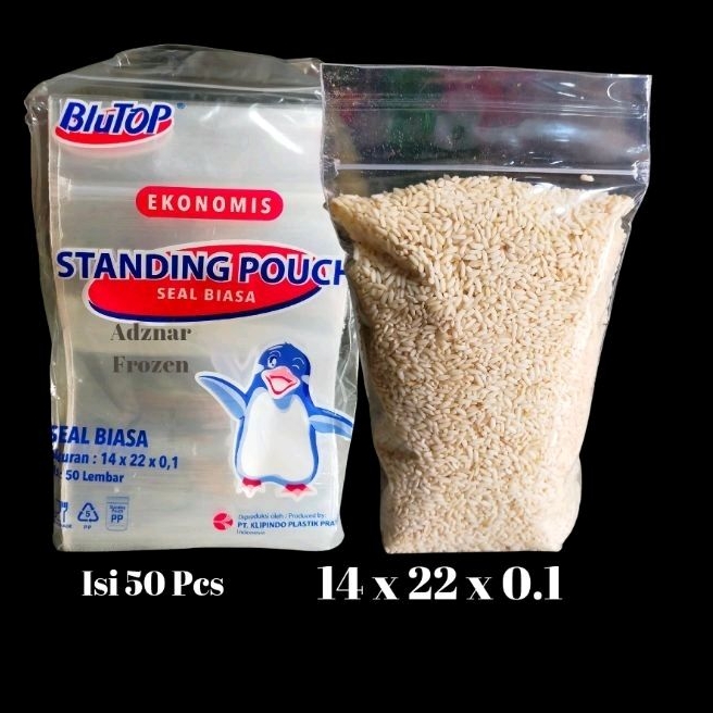 Plastik standing pouch 14 x 22 50pcs / PP klip standing pouch