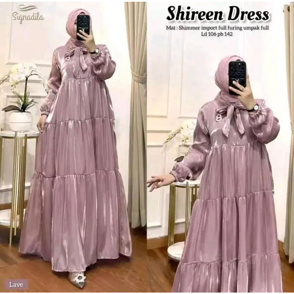 Dres Perempuan ShireenDress Wanita Matt Shimer satin Dress Wanita Bahan Mengkilap Fashion Terbaru Termurah