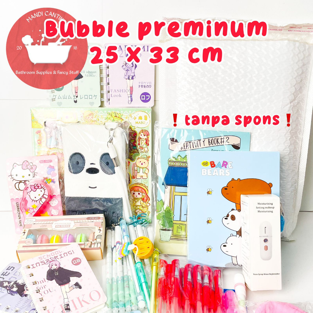 

(Tanpa Spons) Paket alat Bubble PREMIUM 25 X 33 CM Mandicantik isi pulpen pena pen alat tulis kantor sekolah Reseller Sticker correction tape kado unik hadiah lucu BISA COD