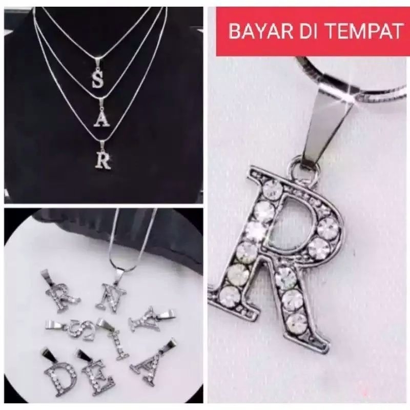 KALUNG INISIAL HURUF ANTI KARAT&LUNTUR COCOK UNTUK PRIA&WANITA