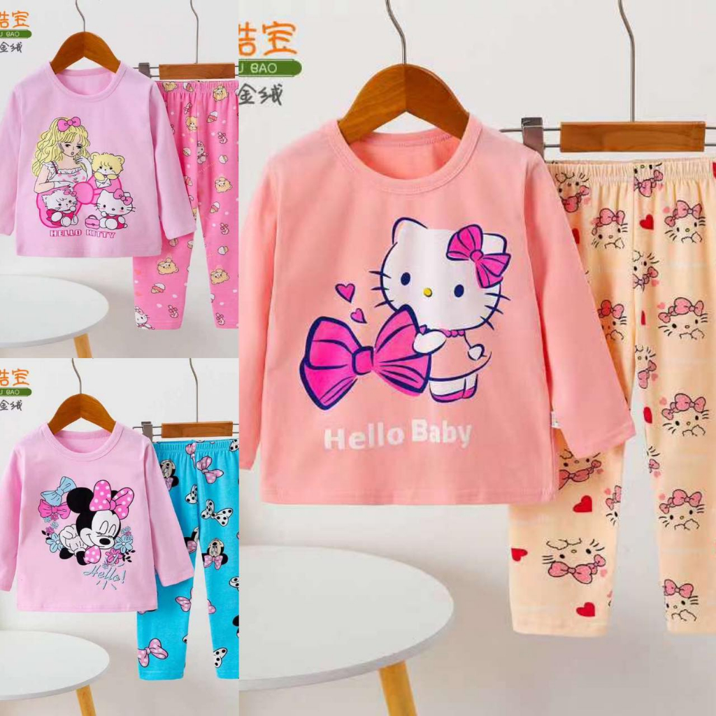 FORSLEEP PP KUBAO 1-9T Setelan Baju Tidur Anak Perempuan Piyama Panjang Panjang Organik IMPORT