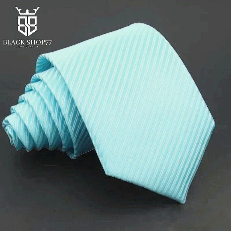 Dasi Pria Panjang Dasi Motif Salur Hijau Mint Muda 3 Inchi 8 Cm