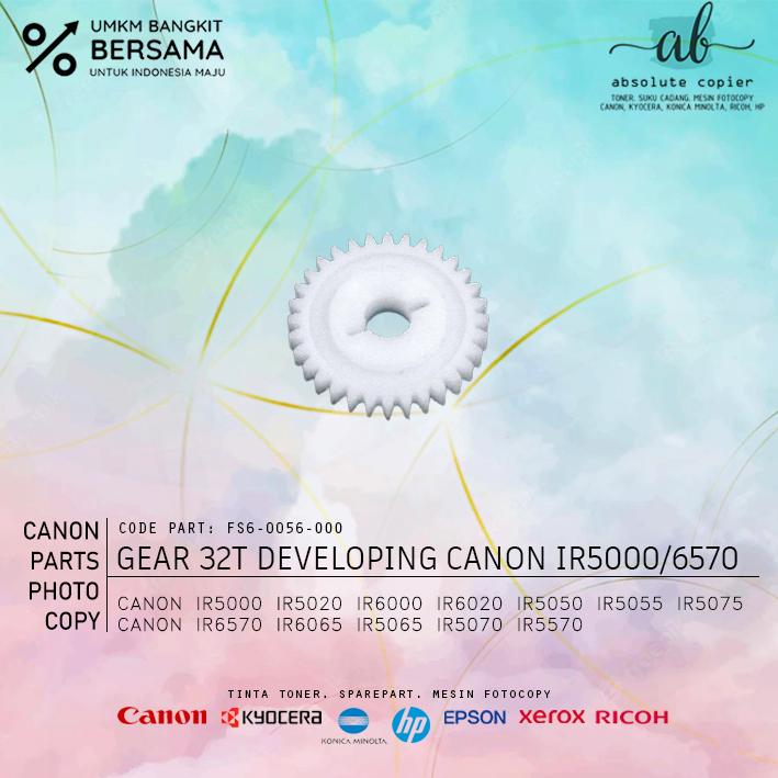 Gear 32T Canon Pulley Fotokopi  IR 5000 6000 5020 6020 5570 5050 5055 5075 6570 6065 5070 5066 FS6-0