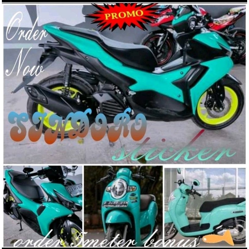 Sticker Skotlet Motor Warna Hijau Tosca Glosy Seticker Motor Hijau Tosca Sekotlet Motor Warna Hijau 
