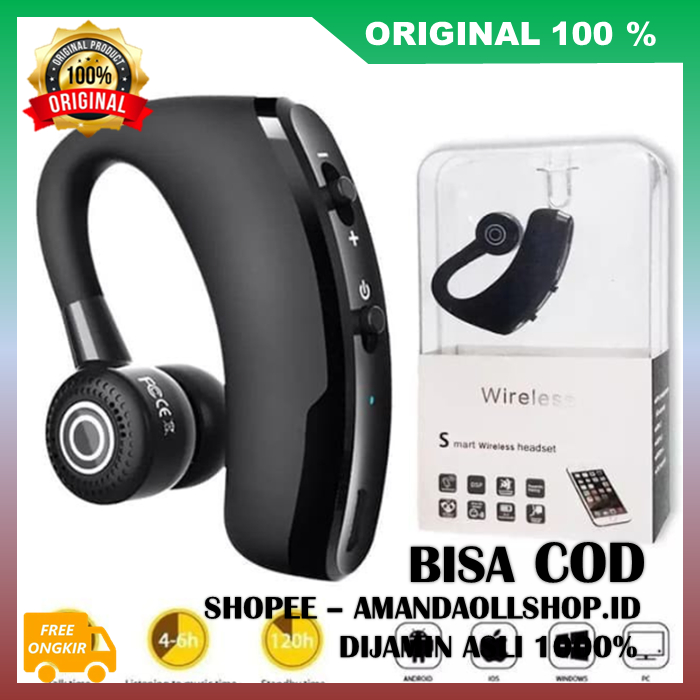 V9 Bluetooth Earphone Headset Bluetooth Wireless Stereo Earphone Bluetooth 100% ASLI