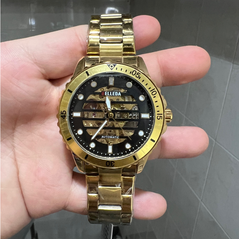 JAM TANGAN PRIA AUTOMATIC RANTAI - BELLEDA B-9352 WATER RESISTANT