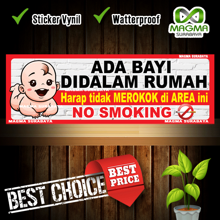 

Stiker ADA BAYI didalam RUMAH - JANGAN MEROKOK - NO SMOKING - DILARANG MEROKO - ADA BABY