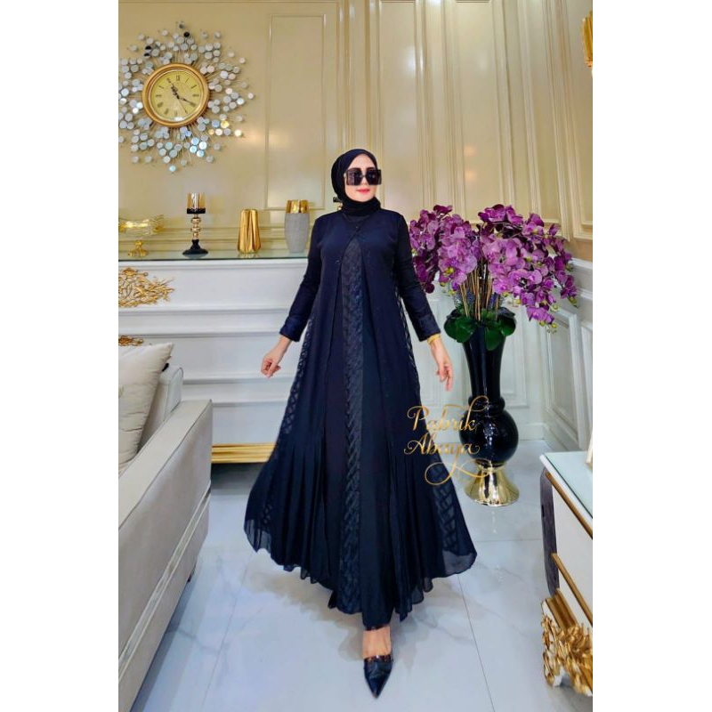 GAMIS ABAYA TURKEY #6008 BORDIR PAYET BY PABRIK ABAYA