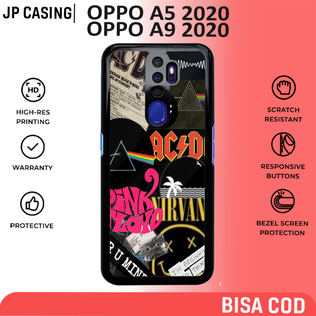case oppo a5 2020 a9 2020 terbaru motif aesthetic band 3 hitam keren cute casing cewek hp mewah baha