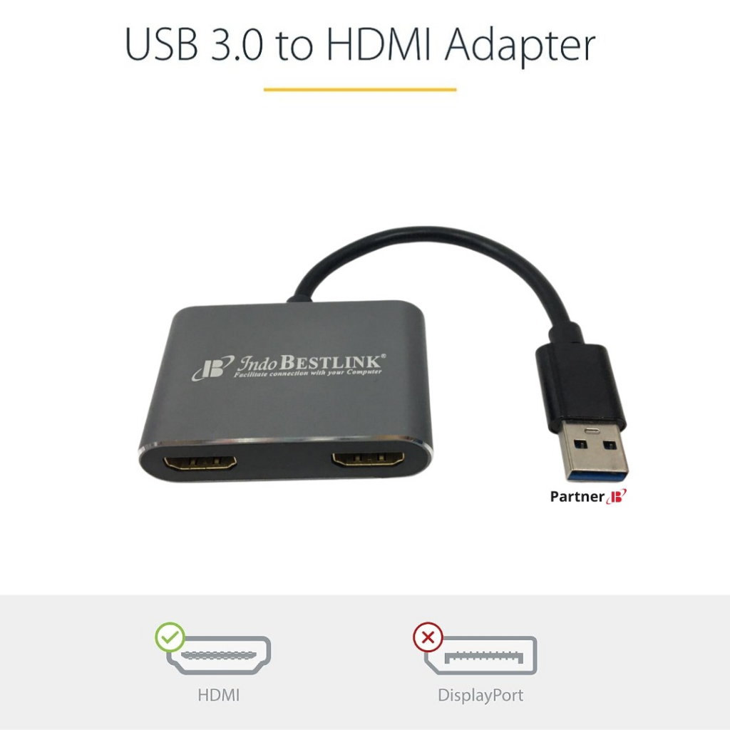 USB 3.0 to Dual HDMI Adapter / Converter USB 3.0 To HDMI 2 Female
