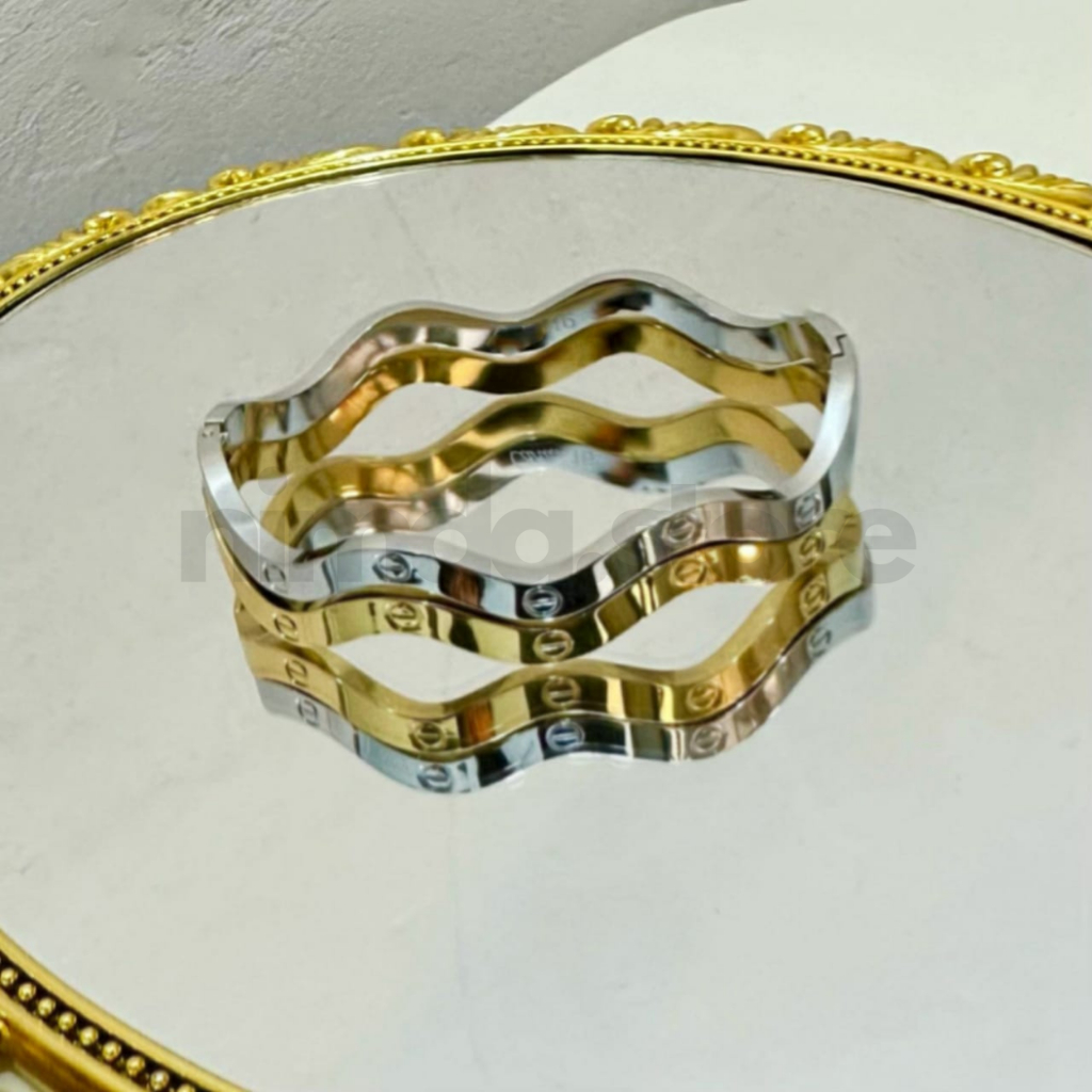 Gelang Bangkok CTR Gelombang Polos Titanium Premium