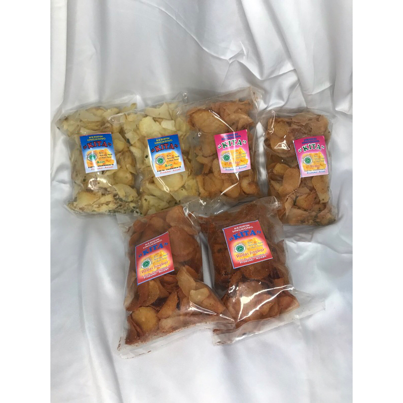 

PAKET USAHA KERIPIK SINGKONG DAUN PURUT|1 PAKET DAPAT 6pcs 3 VARIAN RASA|KERIPIK SINGKONG KITA DAUN PURUT 6pcs 1 PAKET