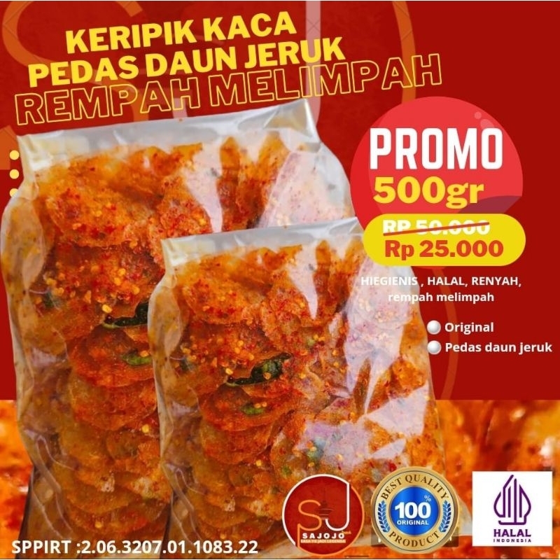 

500gr Keripik Kaca Sajojosnack Pedas nya pas rempah melimpah bayar di rumah