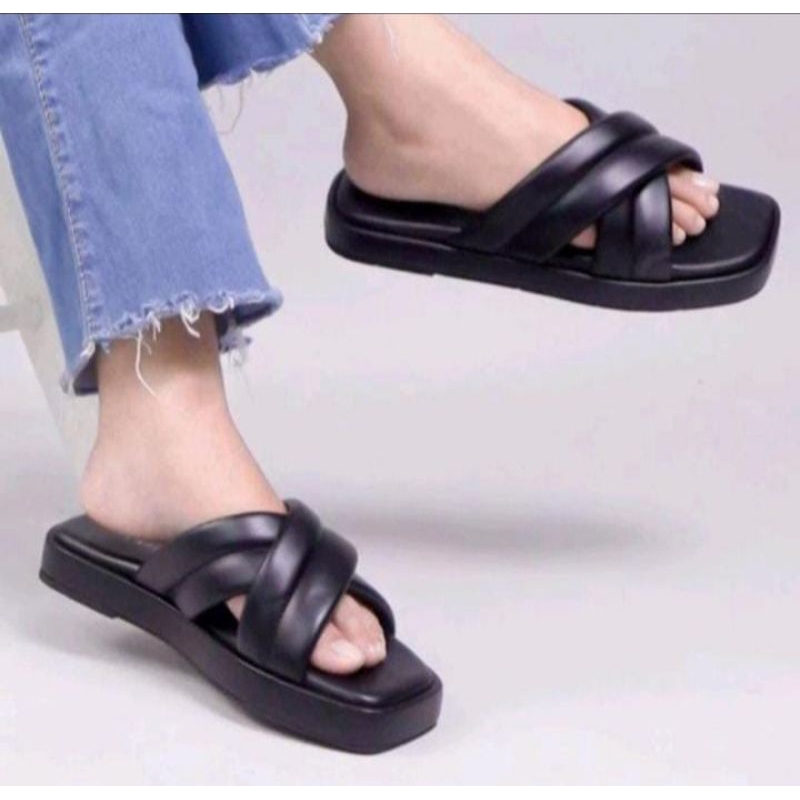 Sandal Wanita Slop Silang/Sandal Wanita kekinian