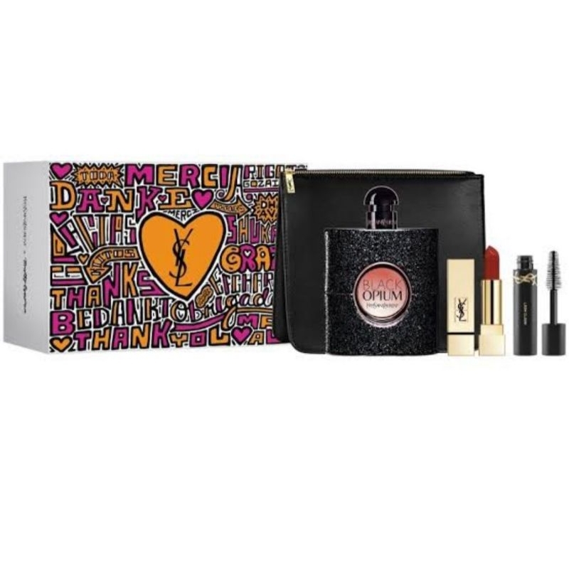 YSL X TIMOTHY GOODMAN BLACK OPIUM SET POUCH ISI 3