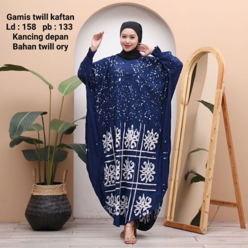 Gamis Kaftan Twill Ory Batik Cap Pekalongan / Kaftan Batik Jumbo Twill Ory Kancing Depan / Kaftan Tw