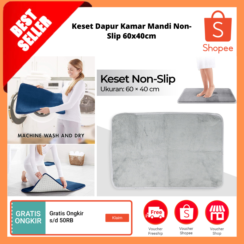 Keset Dapur Kamar Mandi Non-Slip 60x40cm / Keset pintu flanel dekorasi rumah antiselip Anti-selip Mu