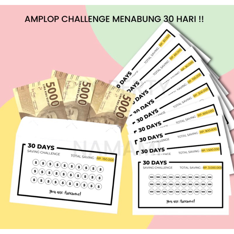 

Amplop Target Menabung 30 Hari / Amplop Saving Challenge