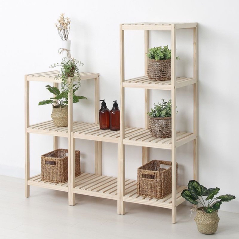 Produk terbaru wooden shelf 4 tingkat / rak kayu / rak susun / rak serbaguna / rak display / rak dap
