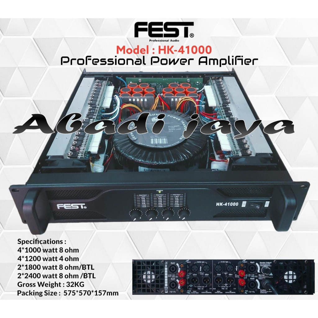 power fest hk41000 / hk 41000 4 channel 1000 x 4 original