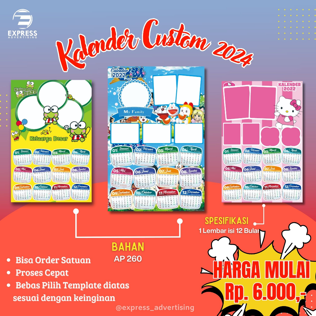 [FREE DESIGN] KALENDER DINDING 2024 KALENDER FOTO 2024 KALENDER CUSTOM 2024 KALENDER LUCU 2024