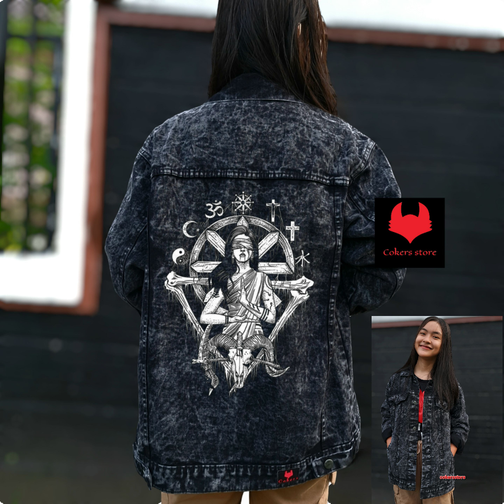 Jaket Jeans Oversize Wanita - Sandwash Hitam PLURALISME