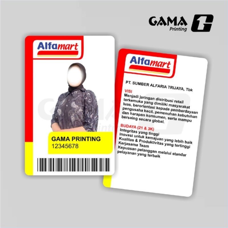

Cetak ID Card Kartu Alfamart Pegawai Alfa Bahan PVC Sehari Jadi Bisa Satuan