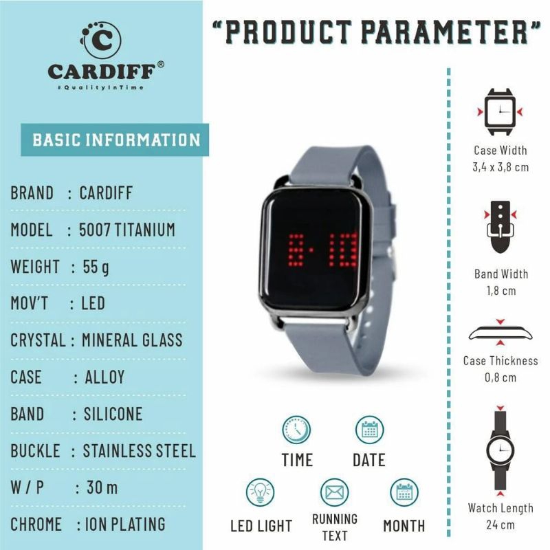 Jam tangan touch screen digital persegi kotak cewek cowok