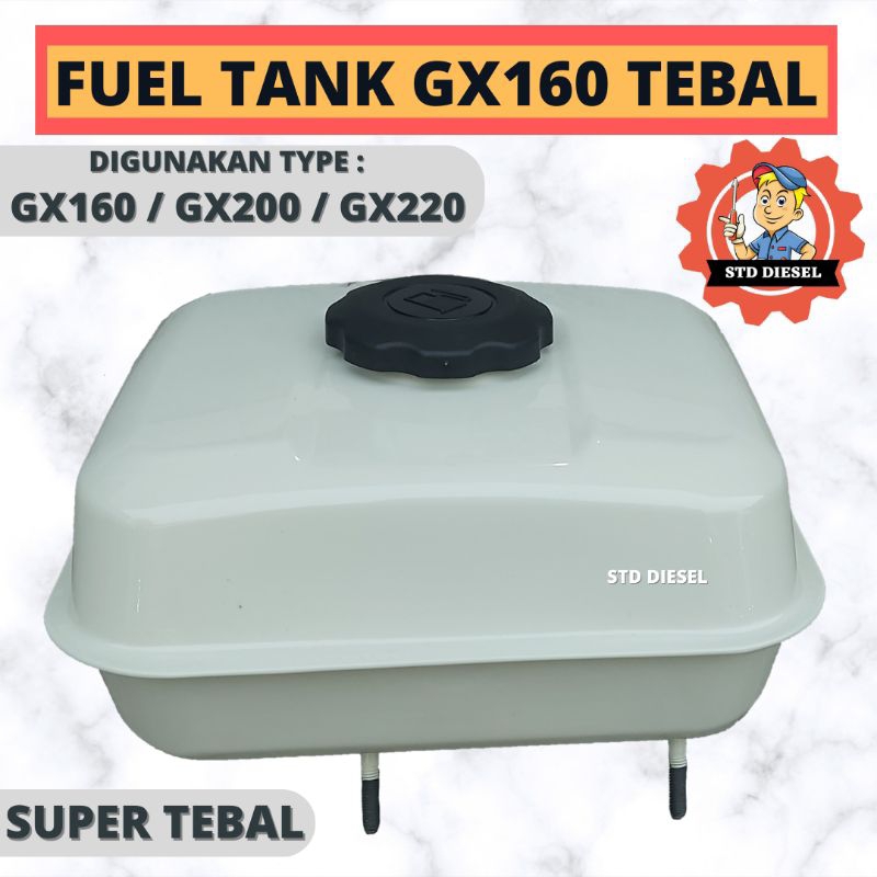 FUEL TANK GX160 GX200 GX220 TEBAL TUTUP HITAM TANGKI BENSIN MESIN GASOLINE ENGINE 160 200 220 WADAH 