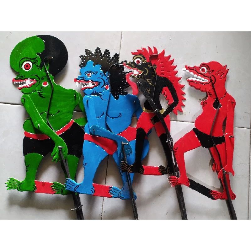 Wayang kulit kertas mainan jin setan tinggi 45 cm random