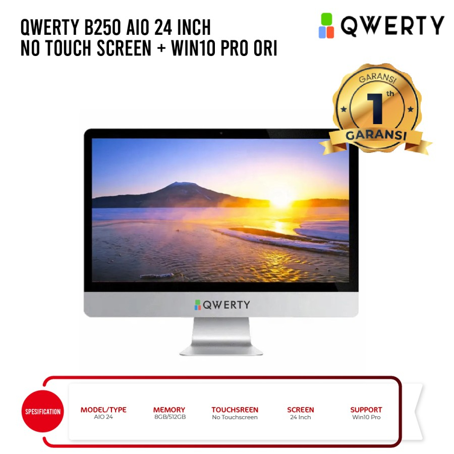 PC AIO Qwerty B250 i5 7500/8/Ssd512/24"FHD/Win - Aio i5 7500