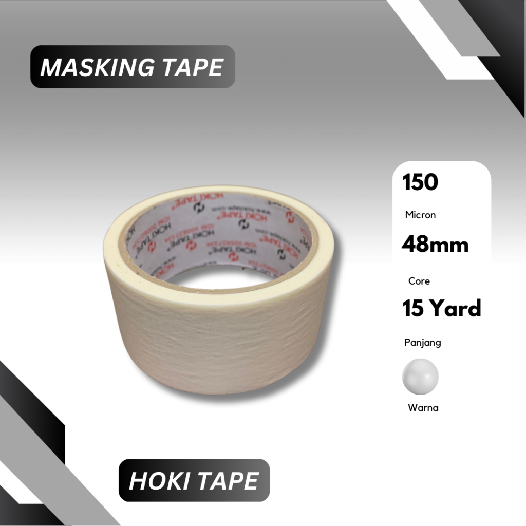 

1 DUS MASKING TAPE 48mmx15 Yard Putih ( 1 Dus Lakban Kertas = 72 Roll )
