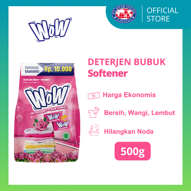 WOW 2000 Deterjen Sabun Cuci Baju Softener 500gr - Pink