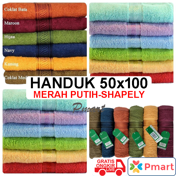 HANDUK MERAH PUTIH 50x100 - Handuk MUTIA  / HANDUK MP 50x100 / HANDUK KATUN 50x100