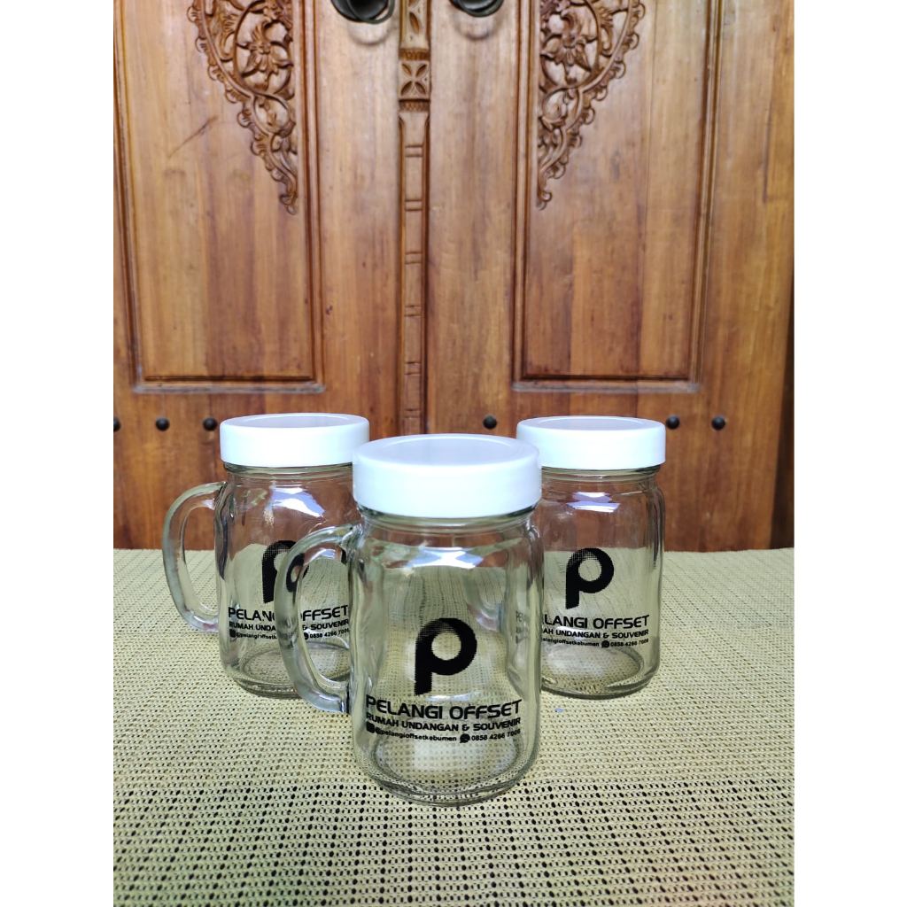 MUG JAR | SOUVENIR MUG CUSTOME | SOUVENIR WEDDING GELAS KACA | SOUVENIR NIKAHAN MURAH