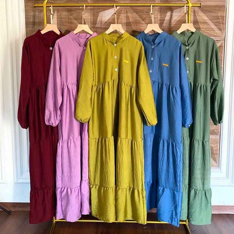 gamis wanita / gamis polo linen / gamis polo linen premium terbaru / gamis
